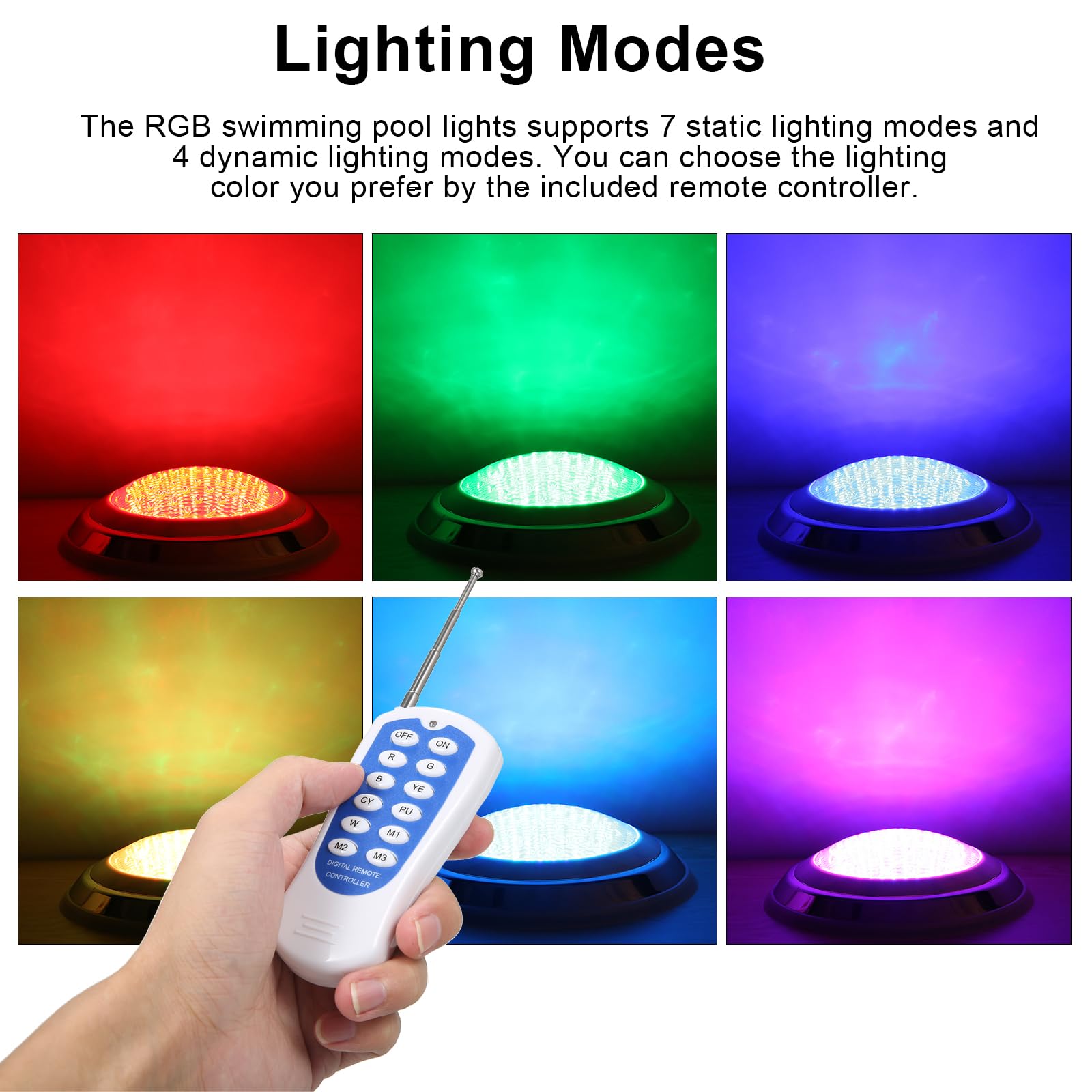 Luz subacuática LED RGB de 12V 18W, lámpara de Montaje en Pared de 7 Colores Que Cambia de 11 Pulgadas con Control Remoto, IP68 a Prueba de Agua para Acuario de Piscina