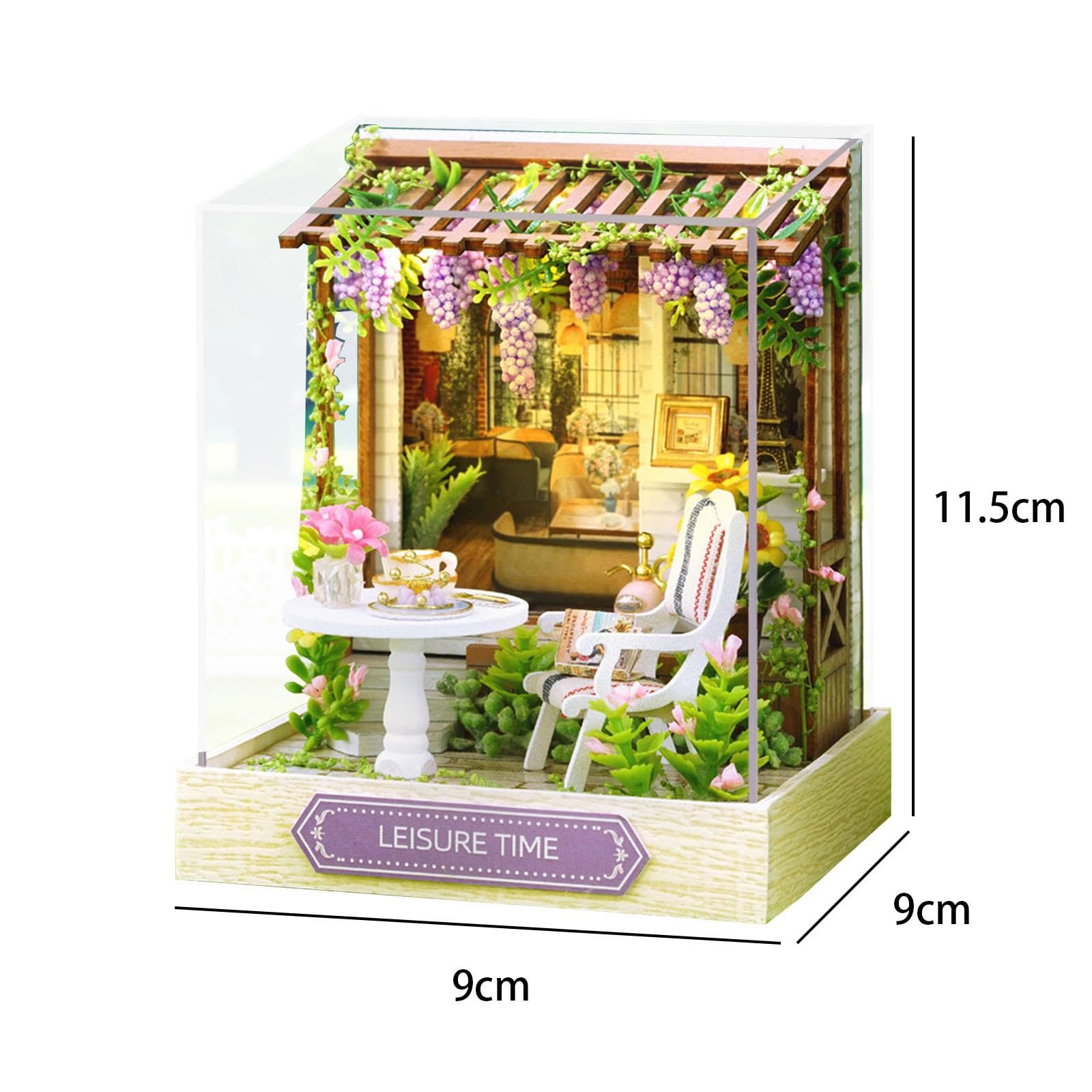 Kit per Case in Miniatura Fai da Te: Mini Casa delle Bambole con Copertura Antipolvere E Illuminazione a LED Integrata – Regalo Perfetto per Valen, Tempo Libero