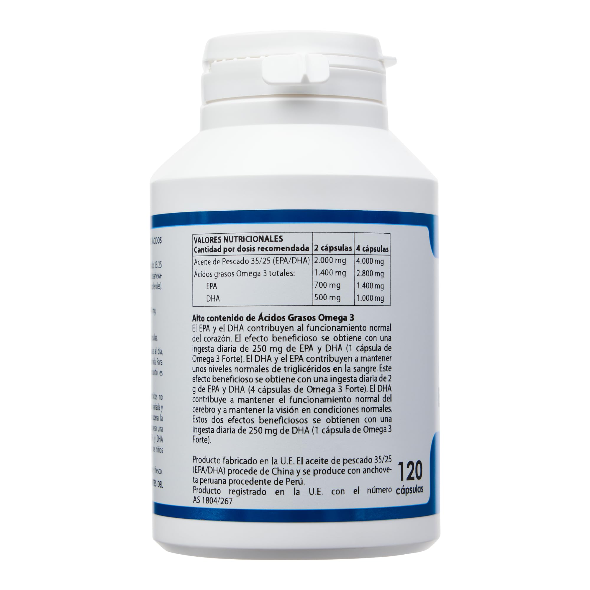Omega 3 Forte EPA350-DHA250 1.000 mg de Equisalud, 120 cápsulas