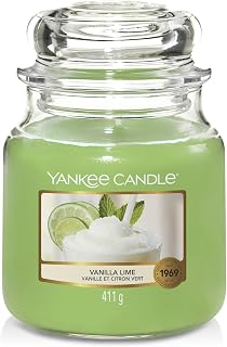 Yankee Candle Duftkerze im Glas (Mittelgroß) | Vanilla Lime | Brenndauer bis zu 75 Stunden
