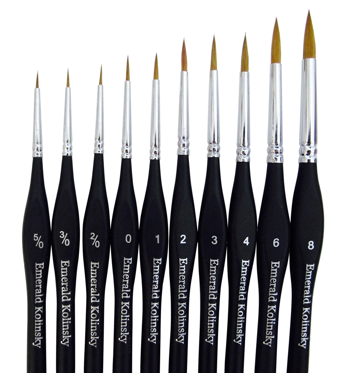 Best Professional Siberian Kolinsky Sable Detail Paint Brush, Value Set of 10, Miniature Brushes Will Keep a Fine Point and Spring, for Watercolor, Oil, Acrylic, Nail Art & Models