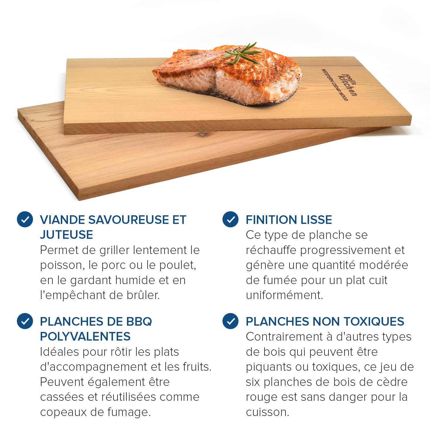 Joejis 6 Planches à Fumer pour Fumoir Viande et Poisson XXL - 30 x 15 x 1 cm - Planches Grillade pour Barbecues et Fumoirs - Planches BBQ en Cèdre Bois et fumoir - Bois de Fumage - 100% Naturel