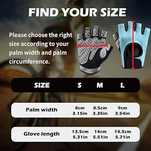 Miniatura 5 de Guantes de ciclismo para hombres y mujeres, sin dedos, transpirables, guantes de ciclismo antideslizantes que absorben los golpes, acolchados para