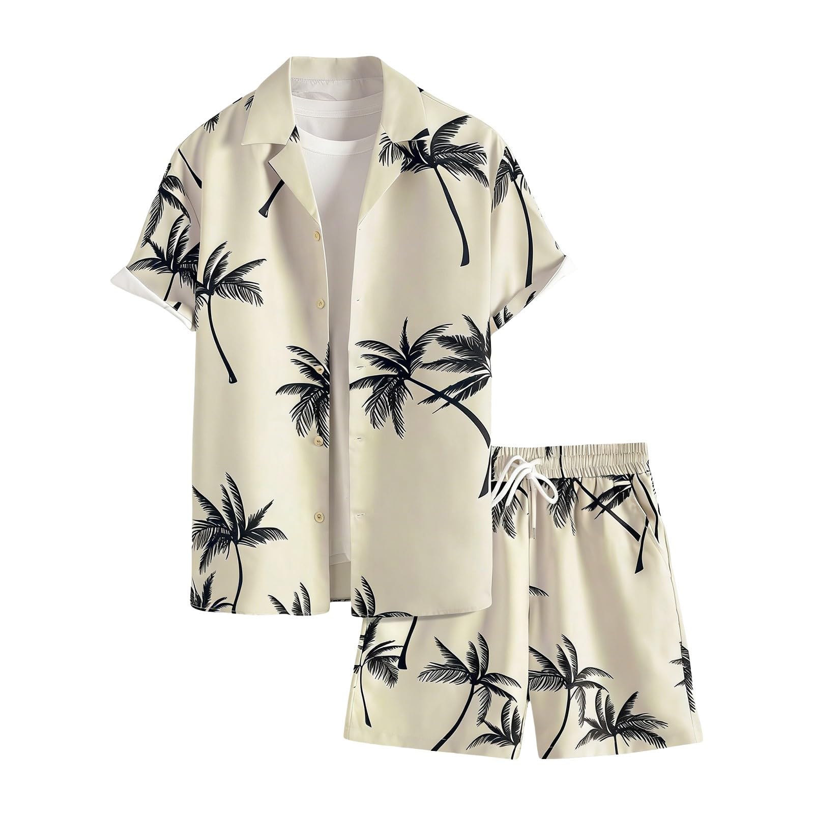 Set camicia hawaiana e pantaloncini da uomo con stampa tropicale manica corta estate co-ord moda casual hawaii outfit comodo spiaggia vacanza 2 pezzi outfit traspirante Co Ord Set per vacanze al mare