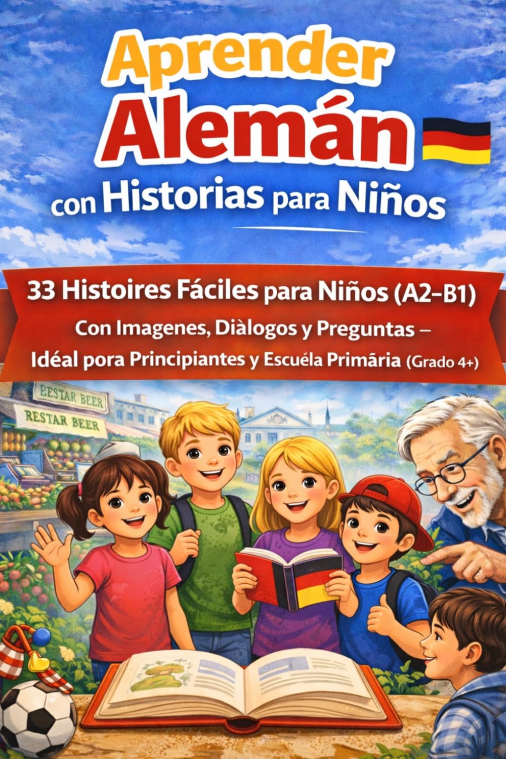 Aprender Alemán con Historias para Niños Grado 4+: 33 Historias Fáciles para Niños (A2–B1) con Imágenes, Diálogos y Preguntas – Ideal para Principiantes y Escuela Primaria (Grado 4+)