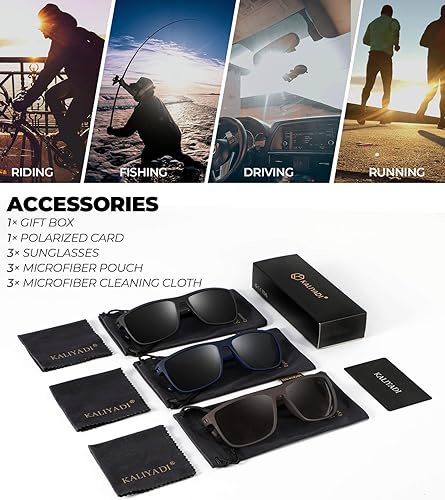 Miniatura 8 de KALIYADI Gafas de sol polarizadas para hombre, gafas de sol ligeras con protección UV para conducir, pescar y jugar golf