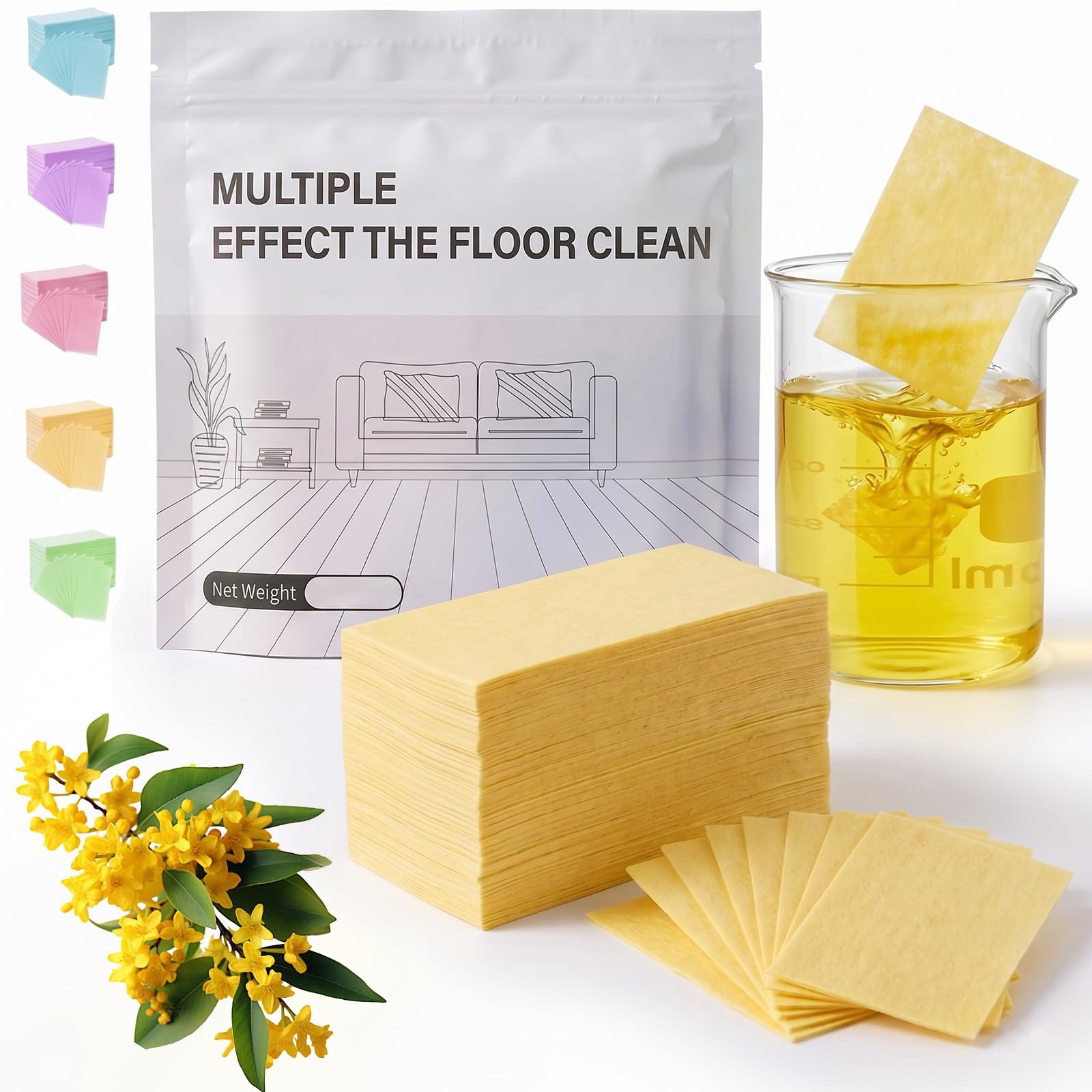 BOLEXA Multi Surface Floor Cleaner Tablets – Dissolvable Floor Cleaning Sheets For Wood, Laminate & Vinyl Floors – No Streak, Eco Friendly, Pet Safe Deep Cleaning Mop Tablets