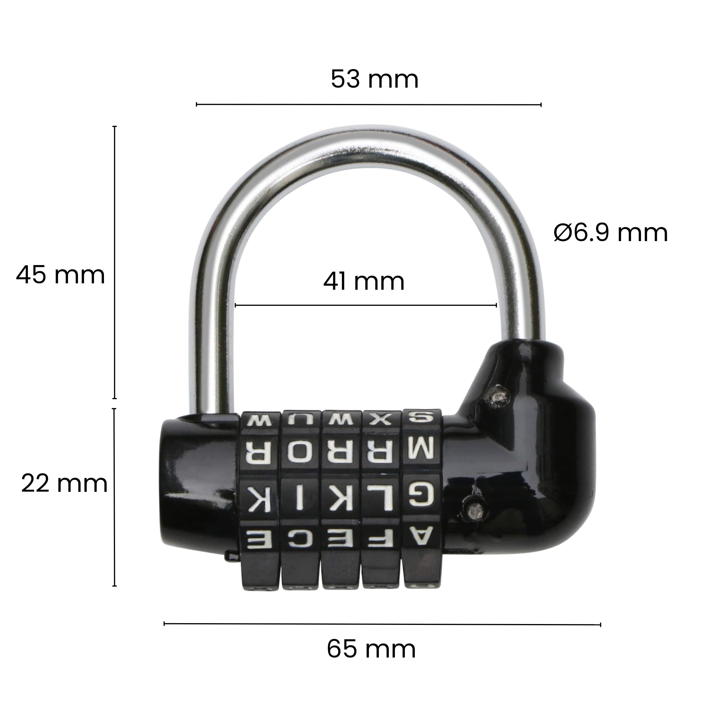 TRIXES Lucchetto Nero a Combinazione di 5 Lettere