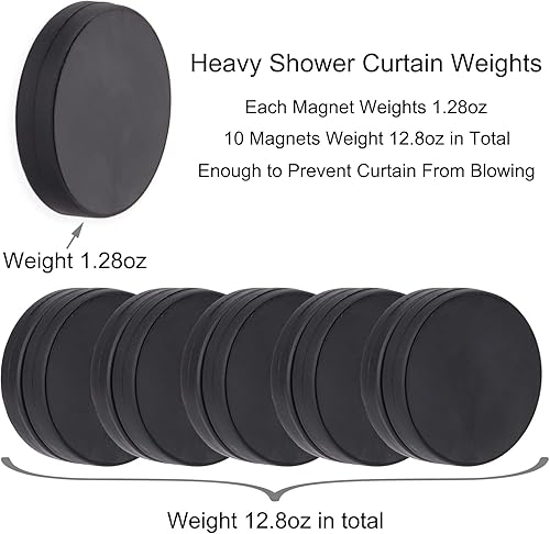 Miniatura 6 de LEVOSHUA Pesos magnéticos para cortina de ducha, resistentes con cubierta de goma, evitan que el forro de cortina se vuele, funciona para cortinas,