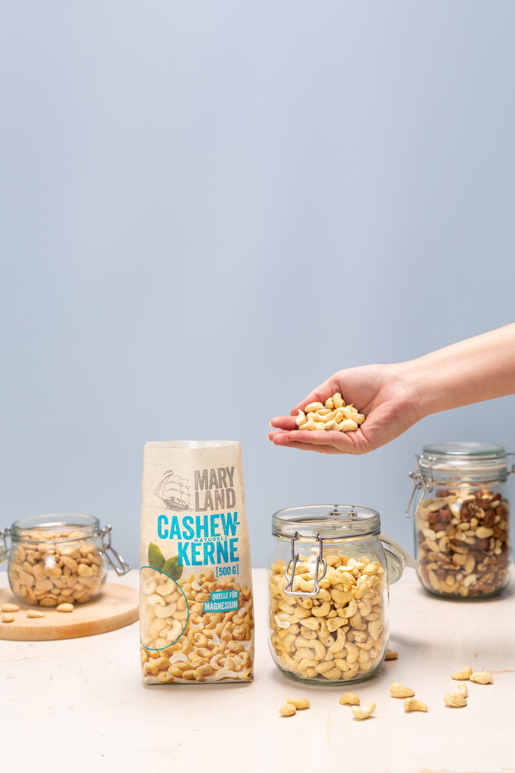 Maryland Cashewkerne 500g Beutel 5er Pack – Cashewkerne naturbelassen, vegan, frei von künstlichen Aromen, ohne Zusatzstoffe – Im Großbeutel Format genießen (5 x 500g)