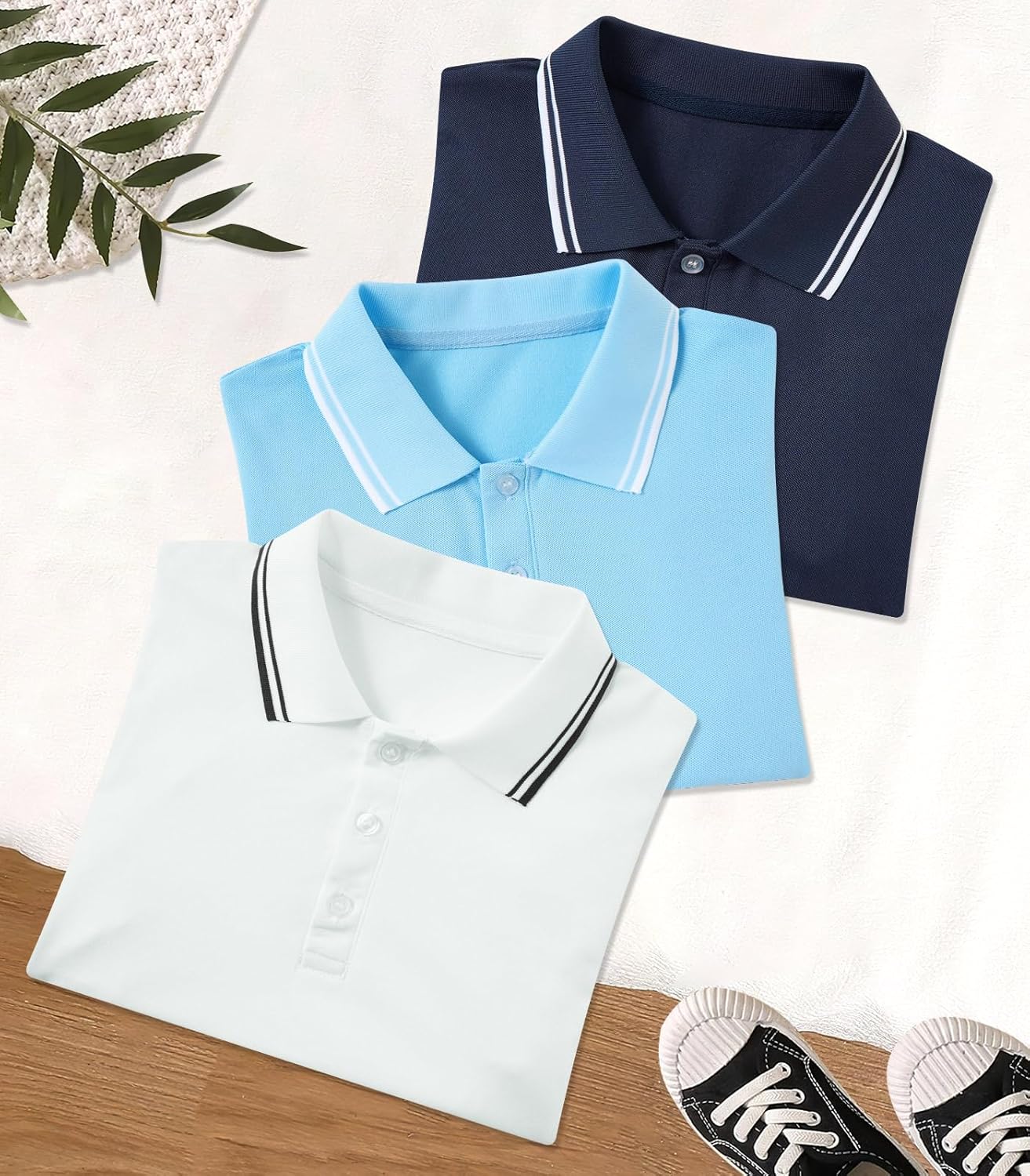 Boys Polo Shirts 3-Pack School Uniform Performance Golf Clothes Active Short Sleeve Kids 5-14T - Image 6