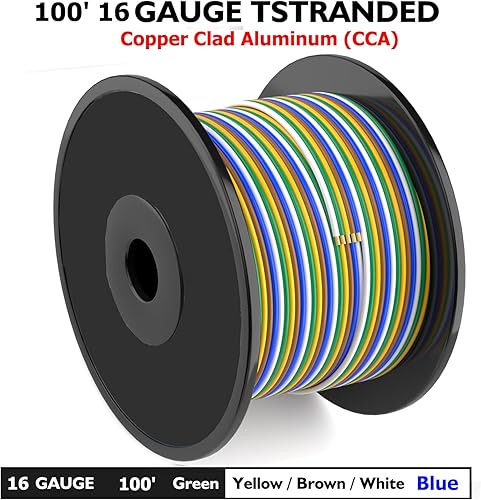 Miniatura 6 de Suficiente 100 pies Suficiente 16AWG Arnés de cableado de remolque de 5 vías enlazado para RV, caravana, remolque de barco, carrete, CCA estándar,