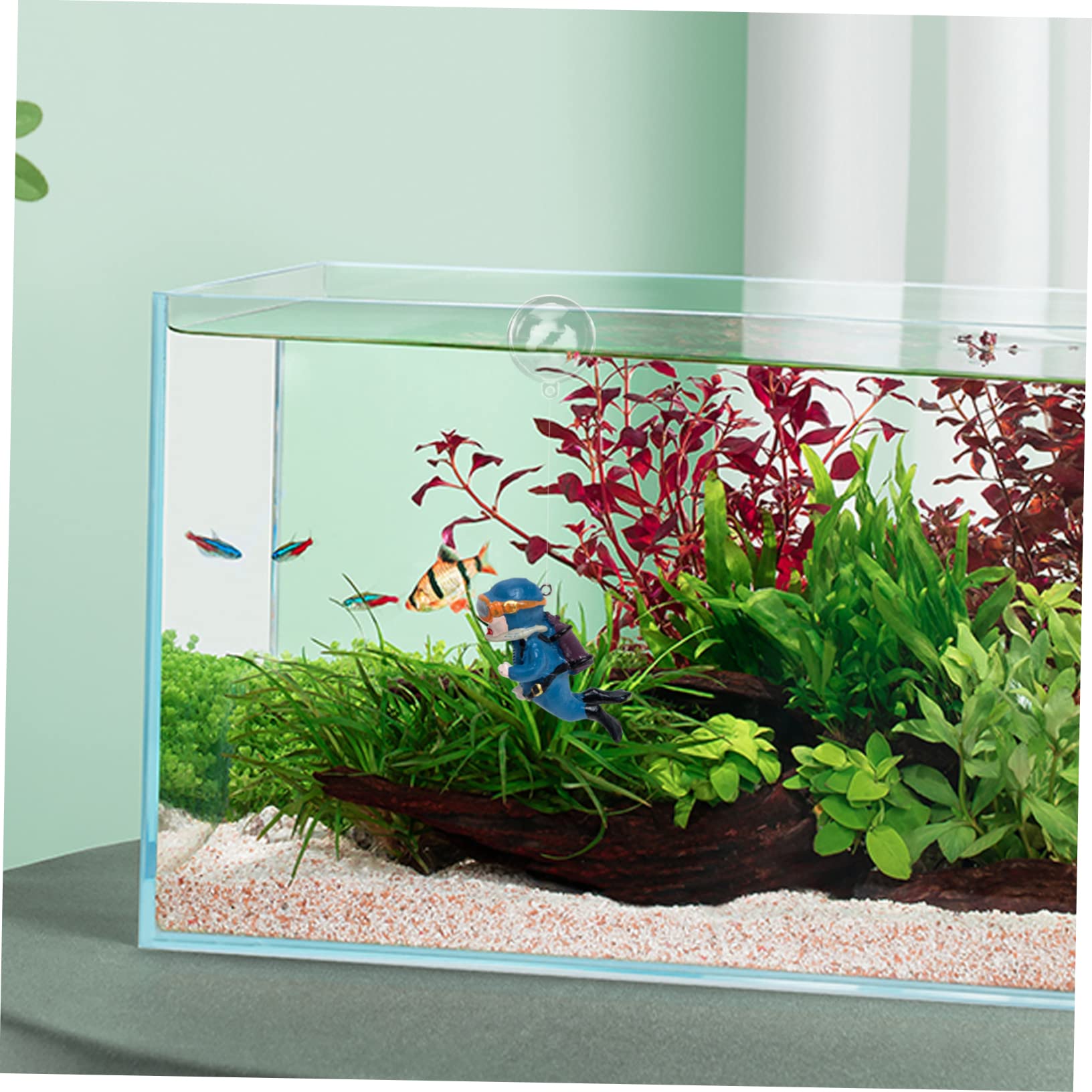 Happyyami 5pièces Ornement De Plongée Flottant pour Aquarium Décoration De Réservoir avec Modèle De Plongeur Accessoire Naturel Et Élégant pour Poissons