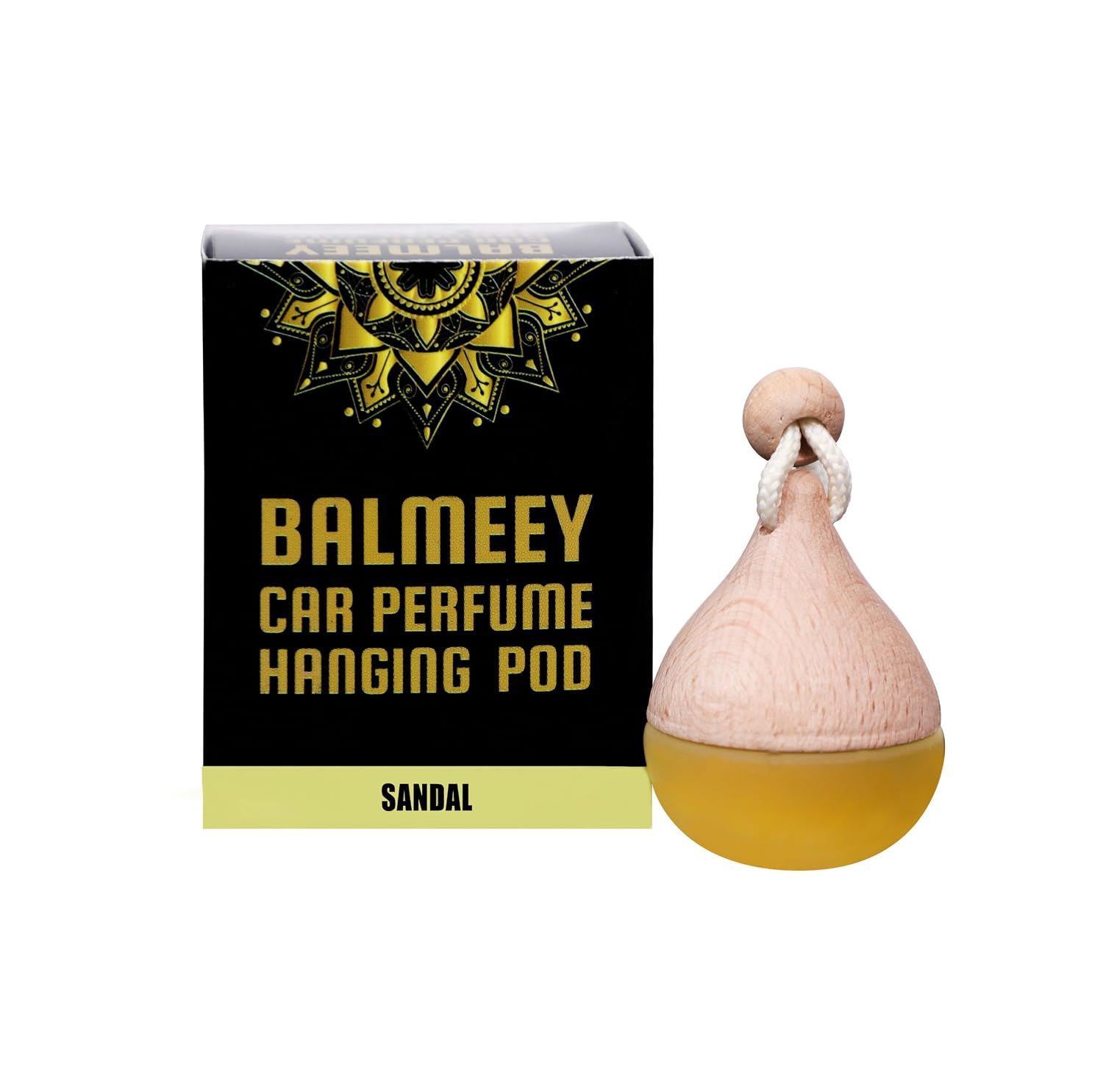 BALMEEY Luxury Car Perfume Hanging Pod | Sandalwood Fragrance | 6ML Long Lasting Car Air Freshener | Up to 40 Days Fresh A...
