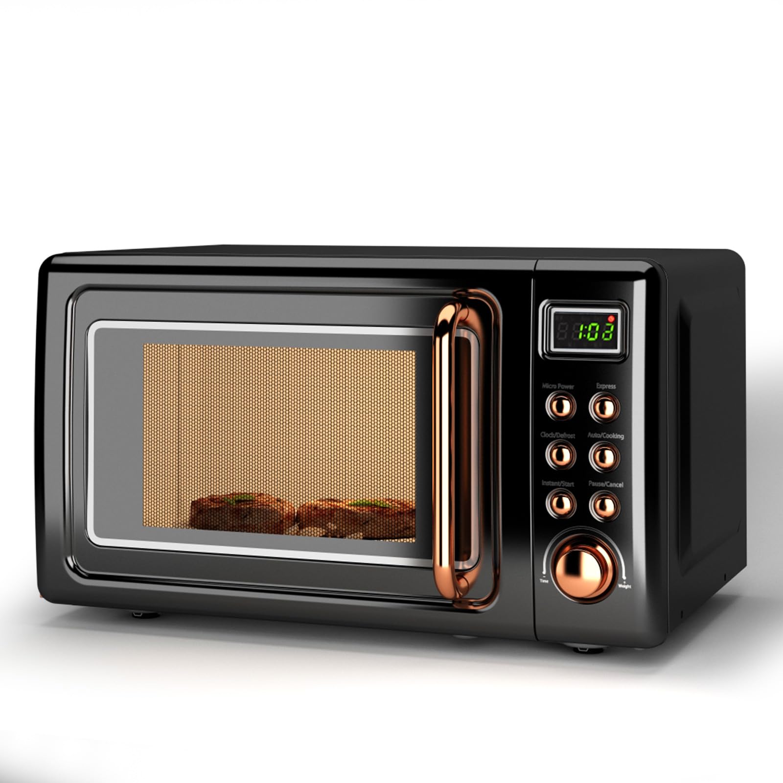 LDAILY 0 7Cu ft Retro Small Microwave Oven 700W Compact Countertop Microwave with 5 Power Levels Auto Cooking
