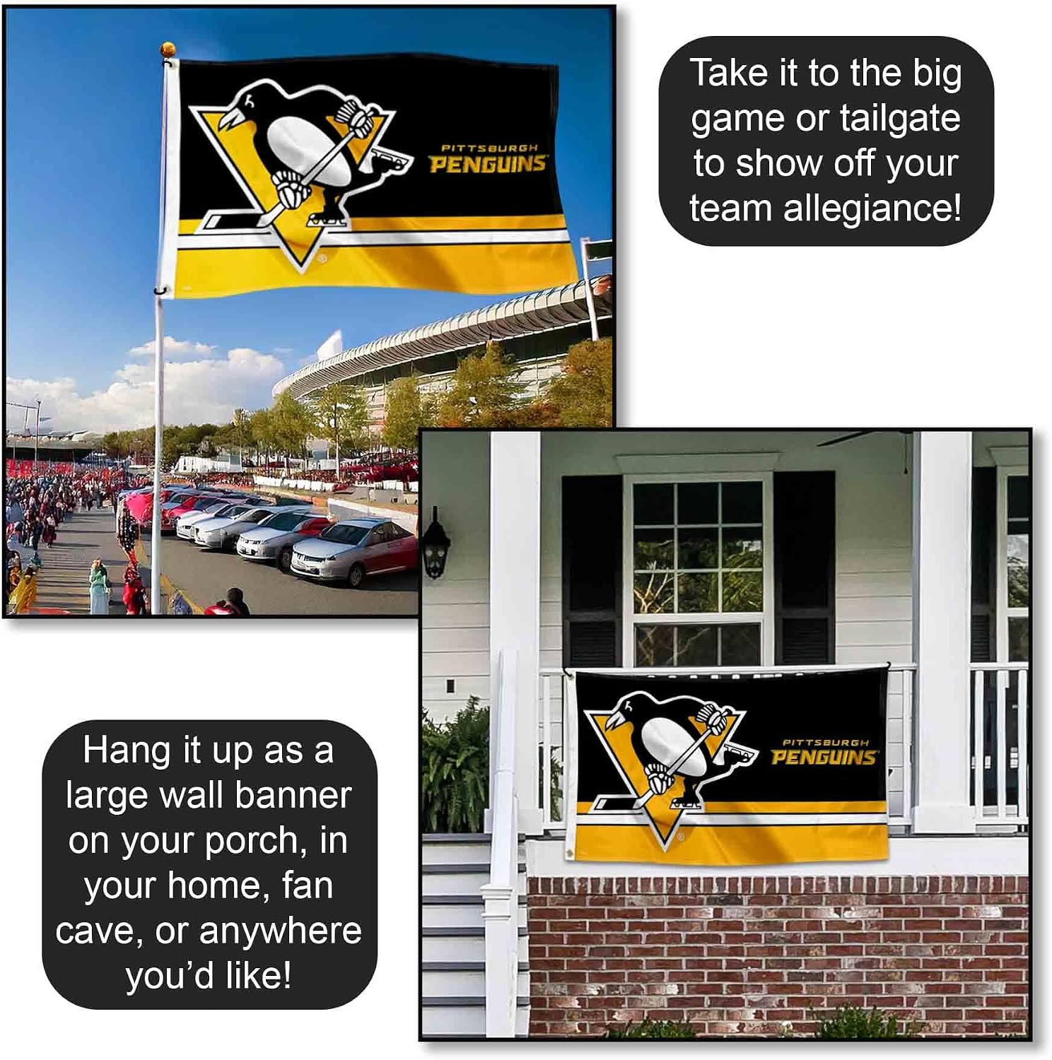 Pittsburgh Penguins Logo Insignia 3x5 Feet Banner Flag