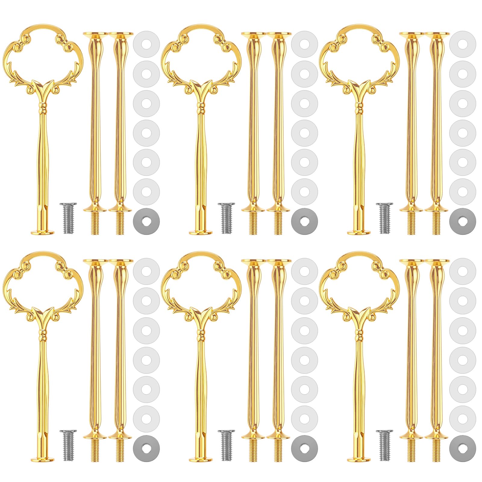 Patelai 6 Sets 3 Tiered Tray Hardware Kit,Sun Flower,Gold