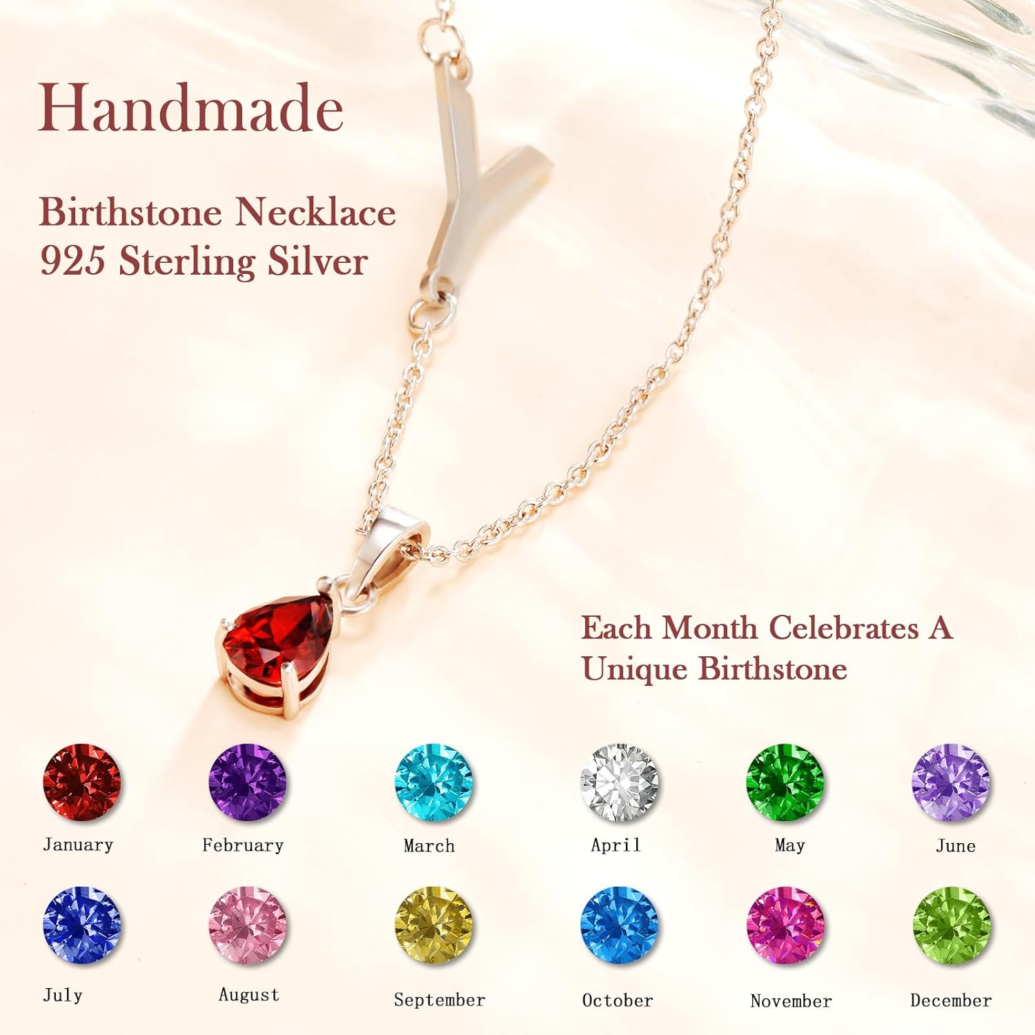 Personalized Birth Flower Name Necklace for Women Birthstone Necklace Jewelry Gift for Women Mom Birthday Mother's Day
