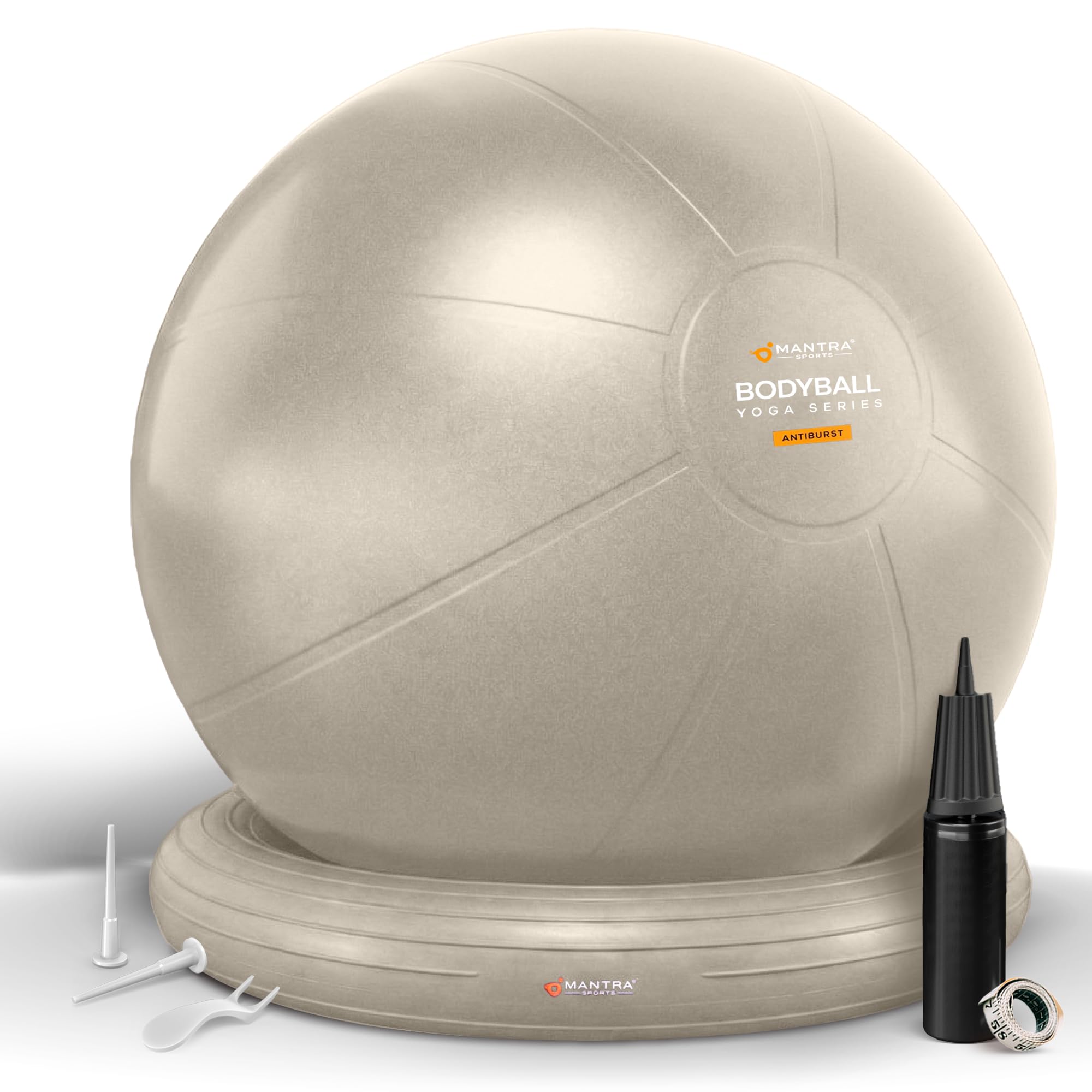Yoga Ball Chair for Office Desk with Base - Ergonomic Balance &amp; Stability Exercise Ball Seat for Adults - Active Sitting for Posture, Core &amp; Back Pain Relief, Home Gym, Therapy, Pump