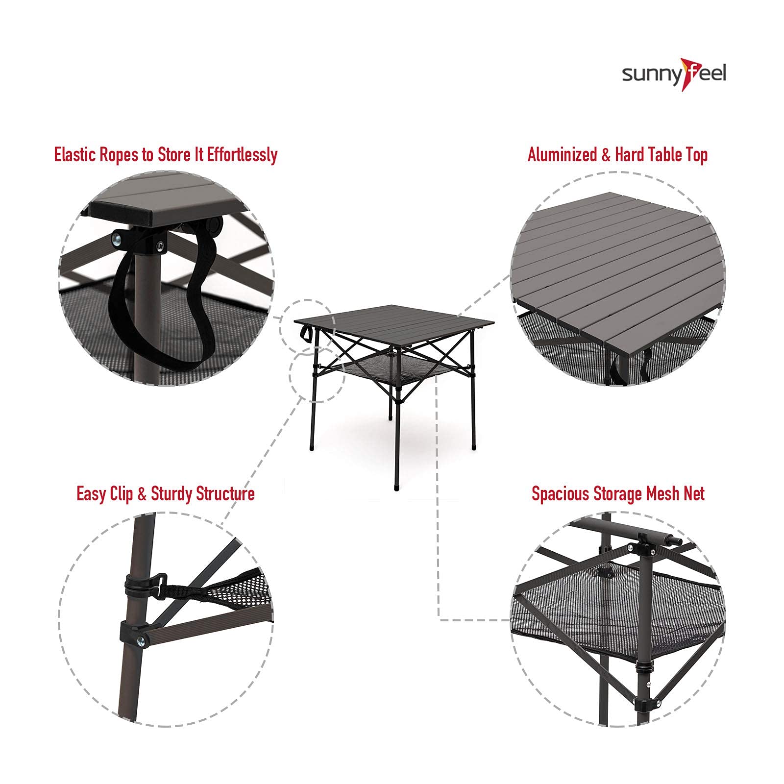 Small Folding Table SUNNYFEEL - Lightweight Aluminum Folding Camping Table, image size:1600x1600