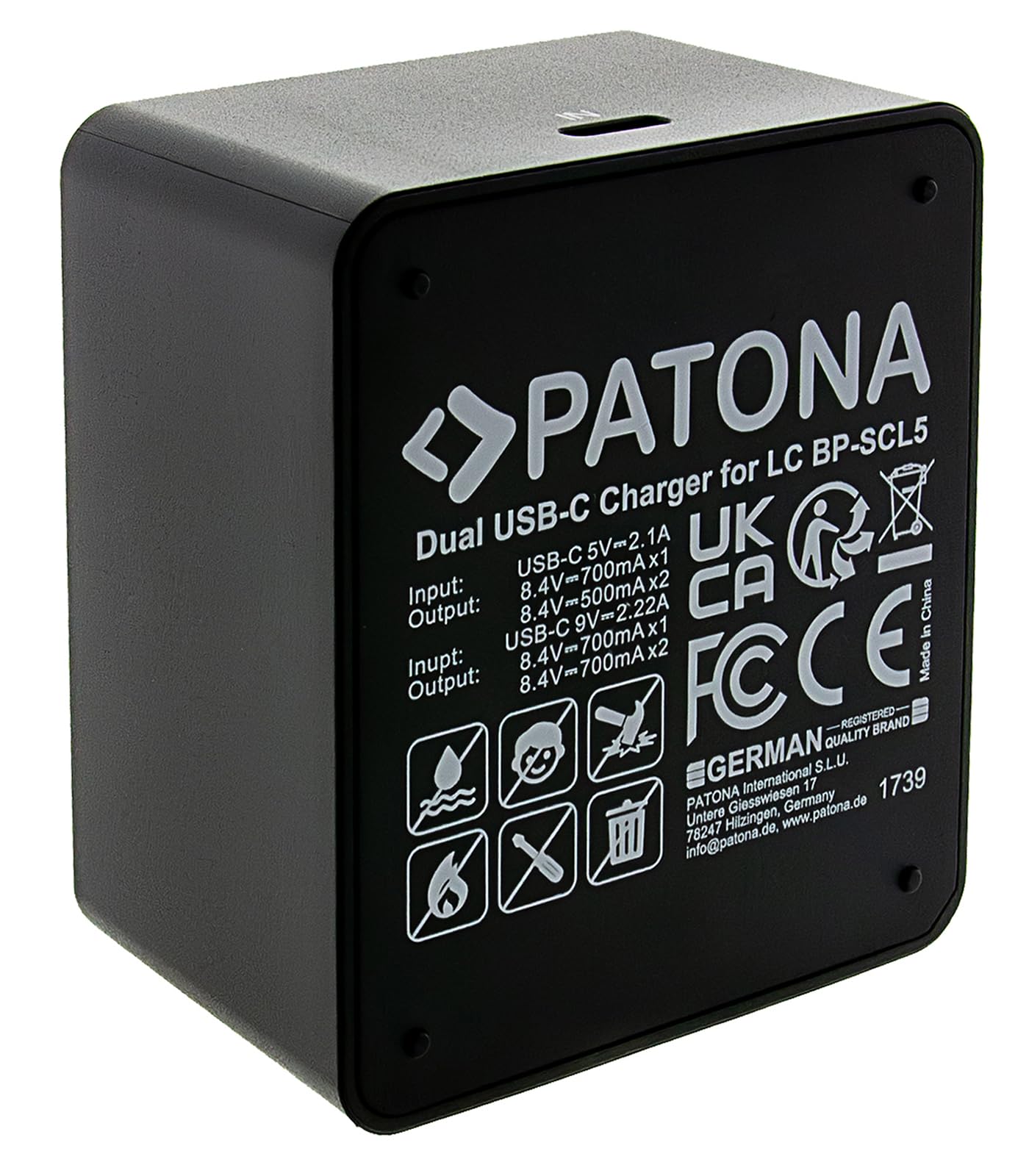 PATONA Doppio Caricatore USB-C per Leica 24003 BP-SCL5 M10 M10P M10R | Caricatore rapido compatto per 2 batterie con LED indicatore, cavo USB-C, protezione da sovraccarico – ideale per i viaggi