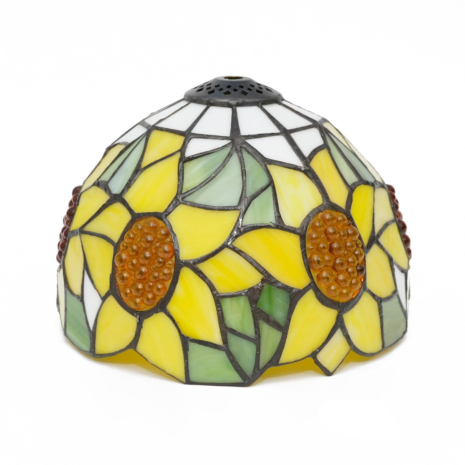 HJRegaFimu Shade Replacement 8" Yellow Sunflowers Stained Glass Lamp Pastoral Art Home Decor Small Opening Lampshades For Table Chandelier Light Wall Floor Lamps