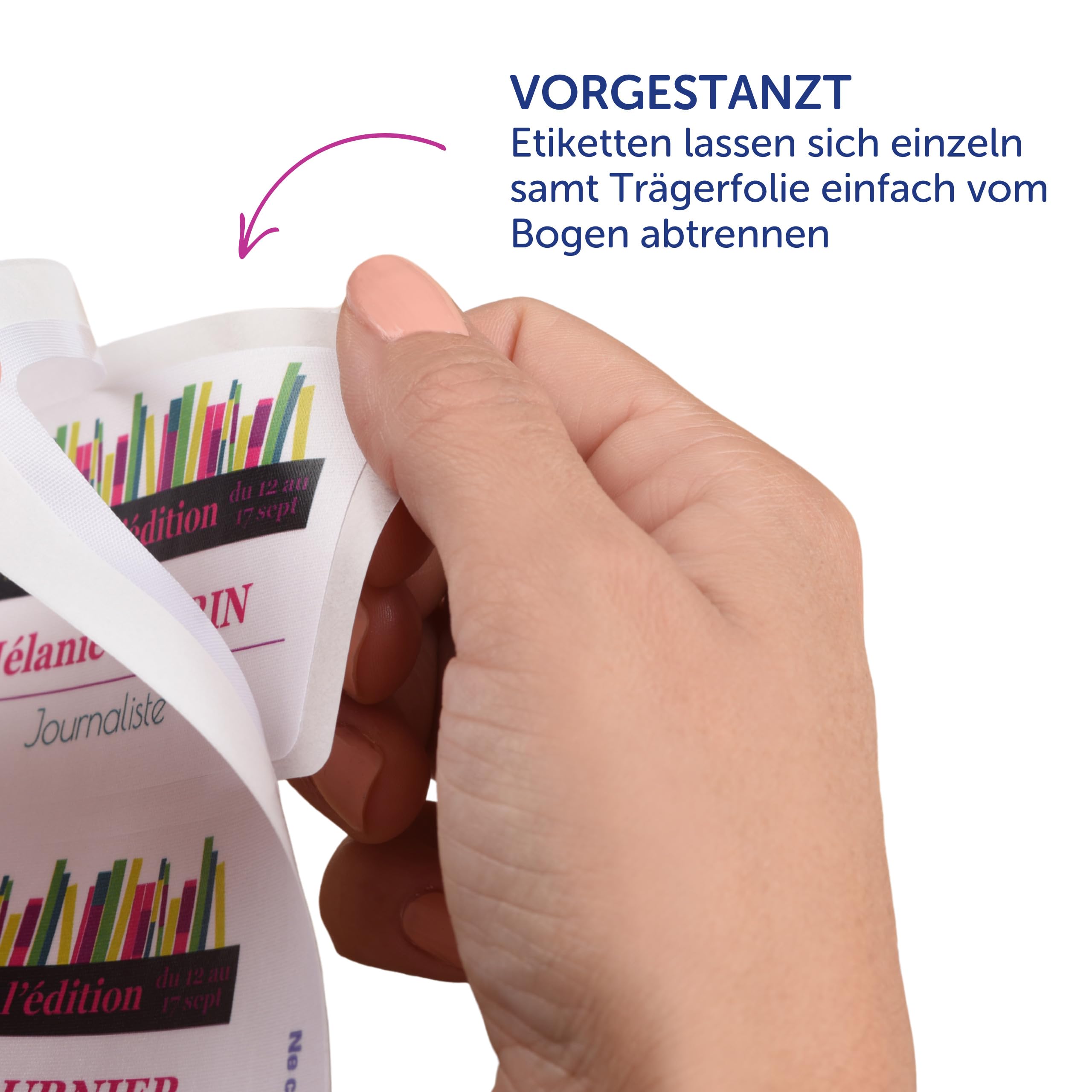 AVERY Zweckform L4785-20 Namensetiketten (200 Namensaufkleber, 80x50mm auf A4, selbstklebend, bedruckbare Textiletiketten aus Acetatseide für Laserdrucker, rückstandsfrei ablösbar) 20 Blatt, weiß
