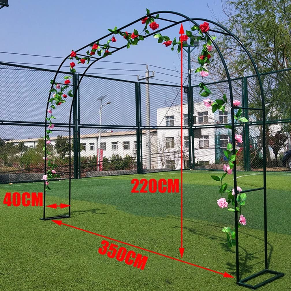 Metalowy łuk ogrodowy 350 cm, solidna pergola zewnętrzna do roślin pnących, róż i dekoracji ślubnej, wsparcie altany do ogrodu, patio i podwórka, rozmiar 220 x 40 cm