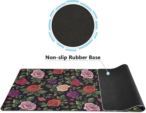 Miniatura 2 de ALAZA Retro Rose Flowers Leaves Large Gaming Mouse Pad Big Mousepad Mice Keyboard Mat with Non-Slip Rubber Base for Computer Laptop Home & Office,