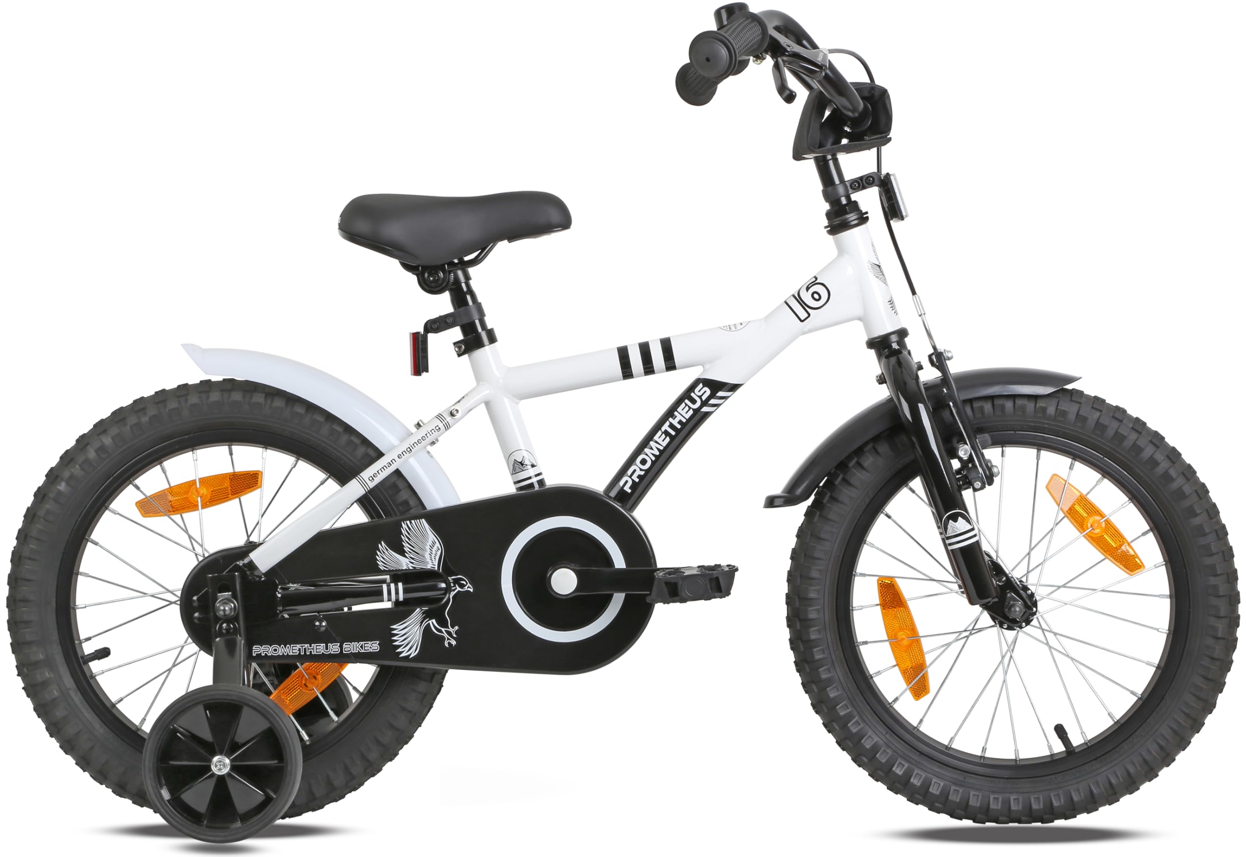 PROMETHEUS BICYCLES Bicicleta niño 5 años Bicicleta 16 Pulgadas niño niña | Bicicletas niños Infantil 4-6 años con ruedines y Freno de contrapedal - Blanco