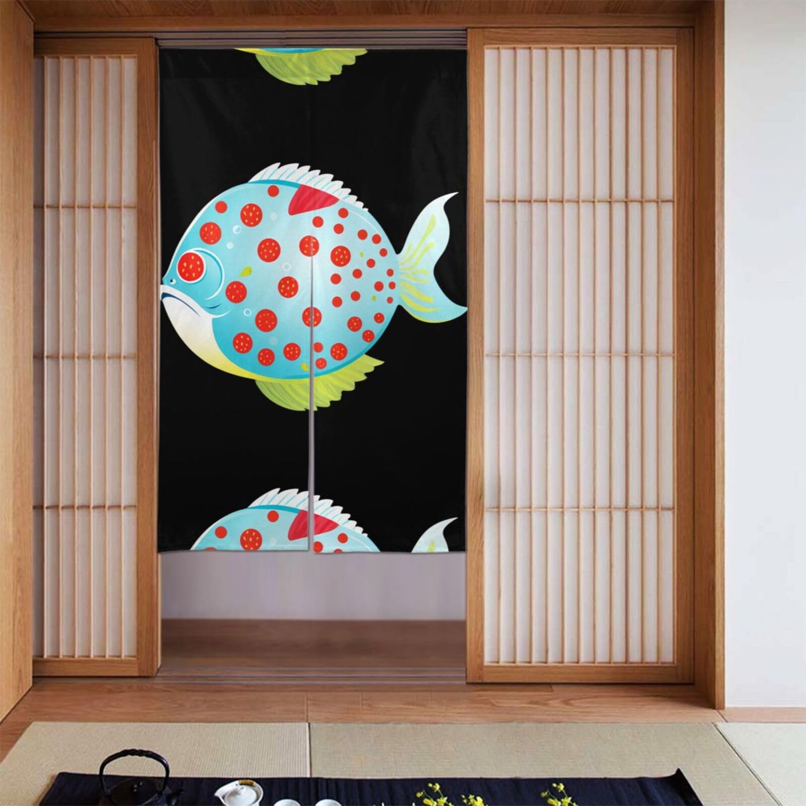 Cortina de puerta de 86 x 142 cm media cubierta dos cortinas decorativas