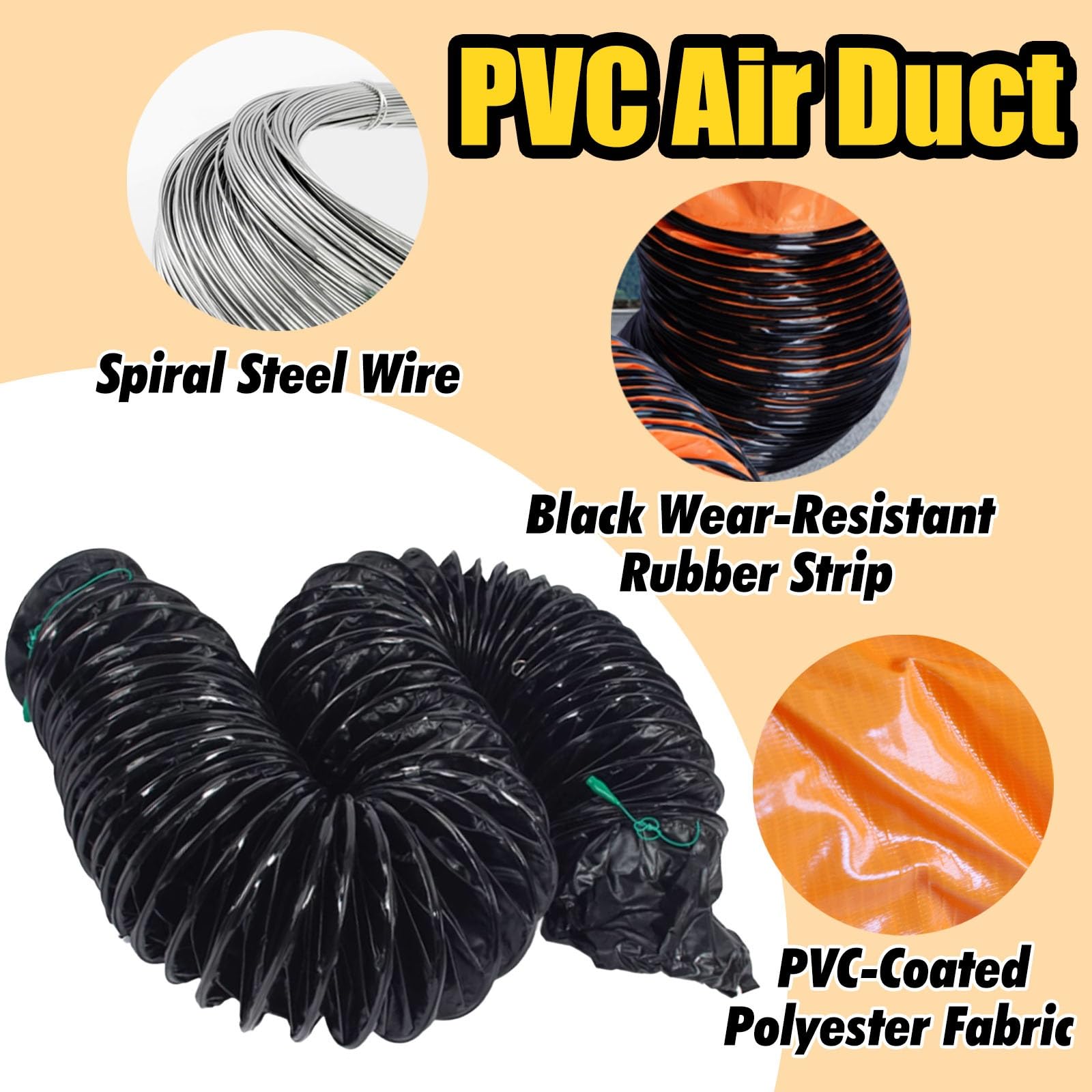 Tubo Flexible Manguera De Conducto Para Ventilador Uso General Extensible, Manguera Conducto Flexible Ignífuga, Conducto Aire Portátil Salas Cultivo Cocina(L 9.8ft/3m,ID 10in/250mm)