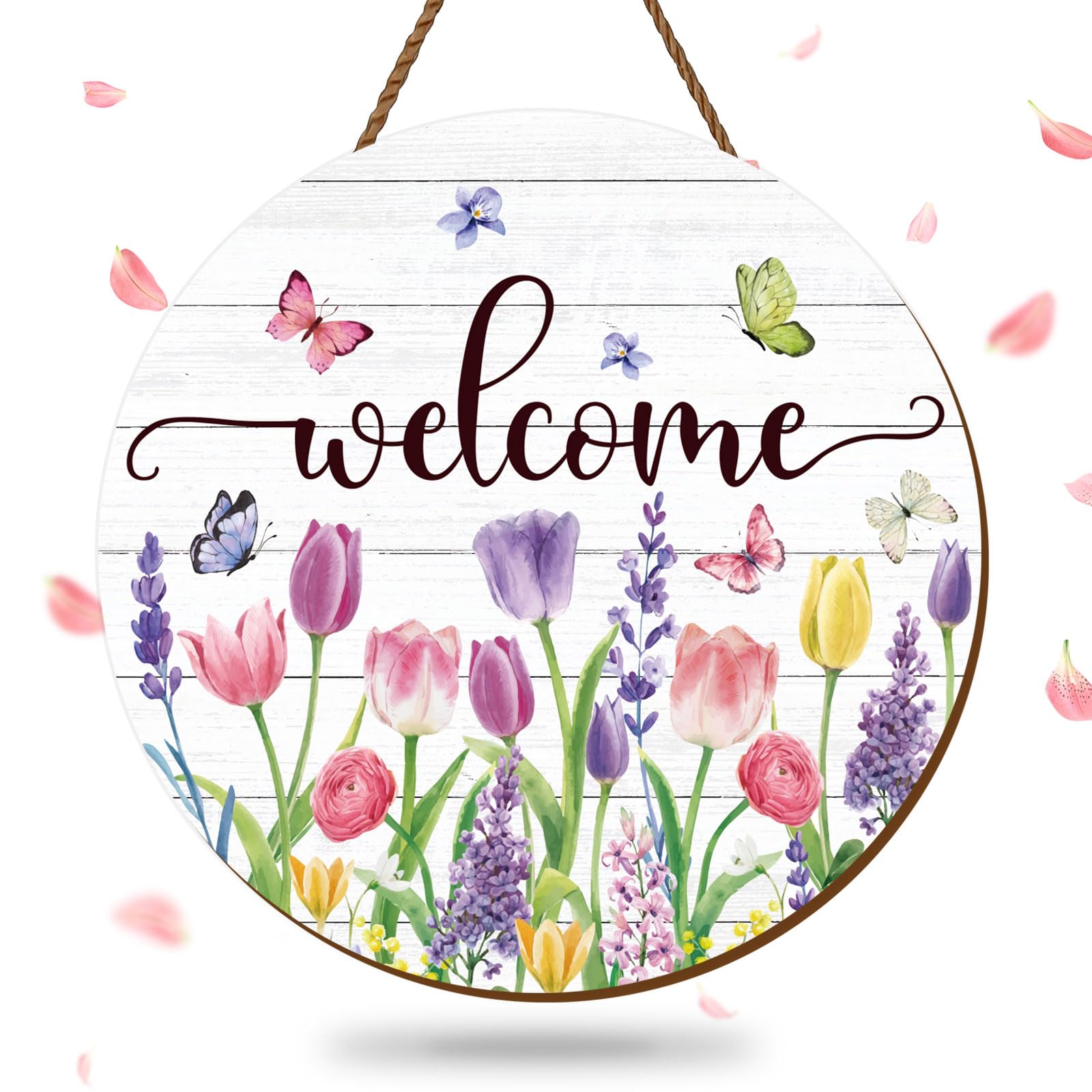 Amazon.com: JarThenaAMCS Spring Summer Flower Welcome Door Sign