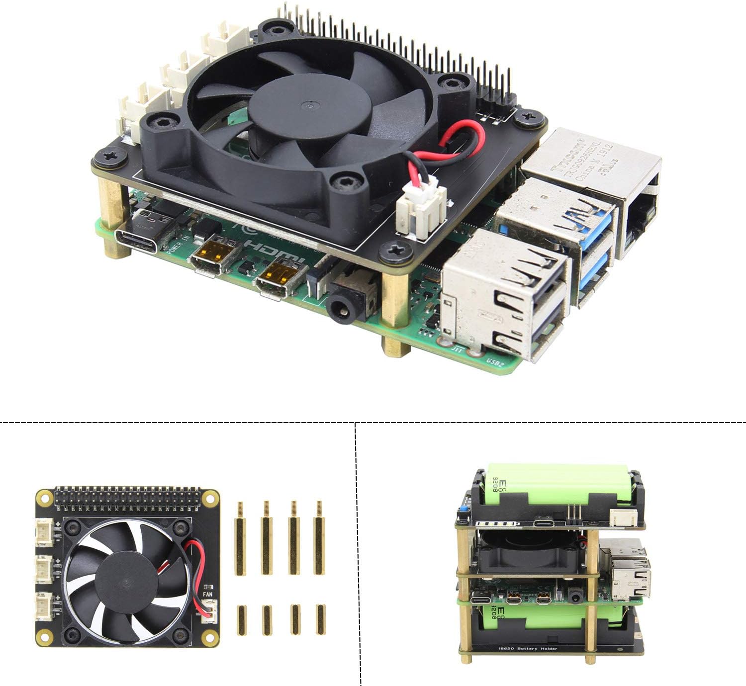 GeekwormCooling Fan Expansion Board (X728-A1) for X728 & Raspberry Pi 4 Model B/ 3B+/ 3B/ 2B