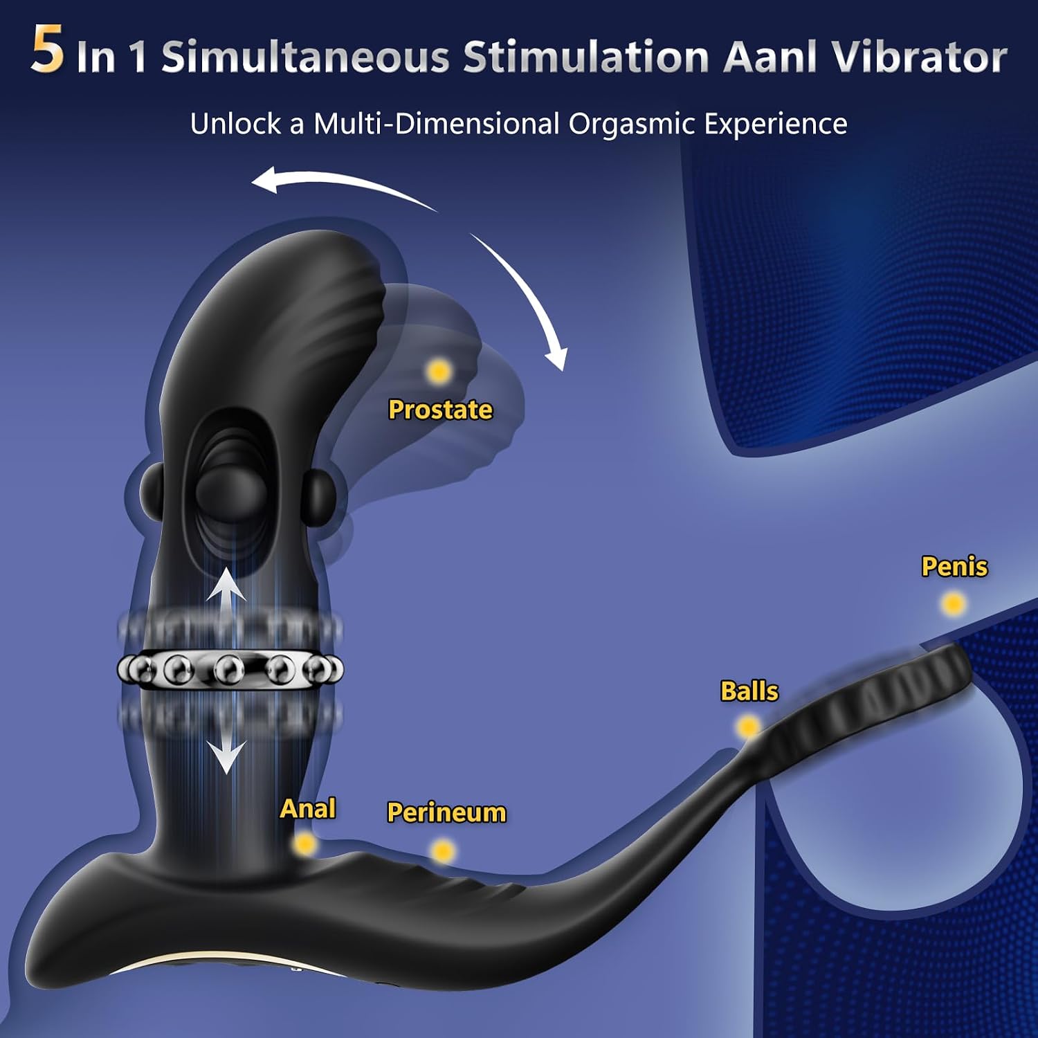 Prostate Massager Anal Toys - Anal Vibrator with 10 Vibrating Rubbing Thrusting Mode, 6 Silicone Penis Cock Ring App Remote Control Anal Dildo Stimulator Adult Sex Toys for Men Gay Couples