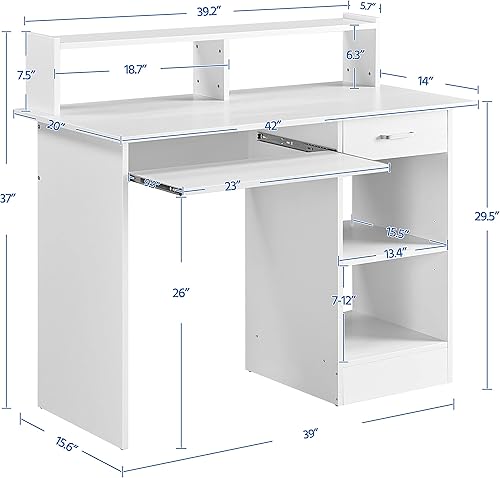 Miniatura 3 de Yaheetech Morden - Escritorio con bandeja para teclado, escritorio para computadora de oficina en casa, escritorio de madera para computadora