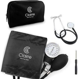 Manual Blood Pressure Cuff and Stethoscope Kit & Carrying Bag, Aneroid Sphygmomanometer for Nursing Students & Home Health Monitoring, Universial Adult Size, Black