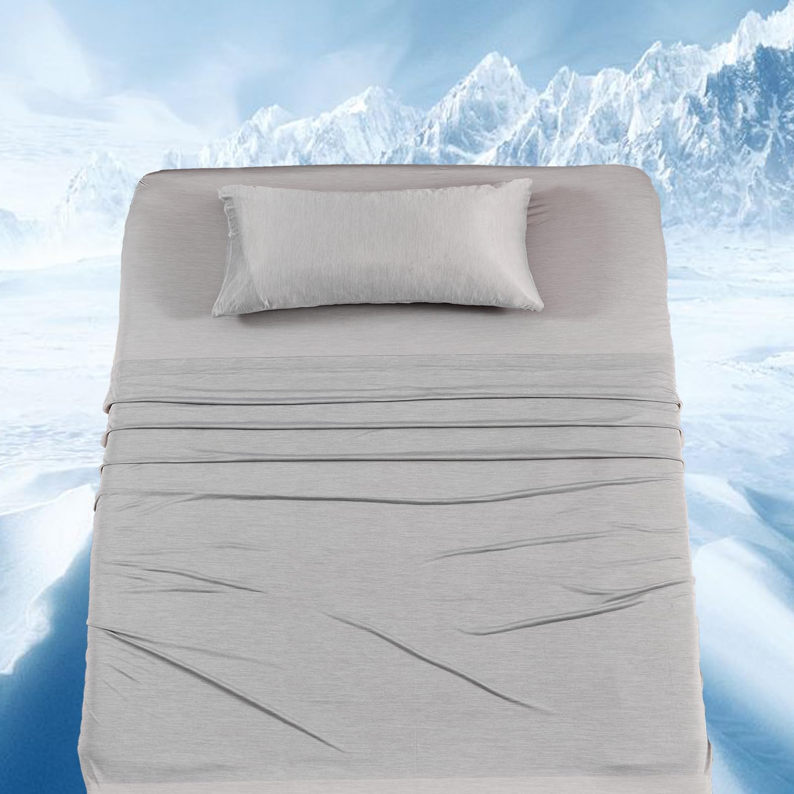NEWCOSPLAY Cooling Bed Sheets Set - Twin Sheets for Hot Sleeper - 3 Piece Bedding(Grey, Twin)