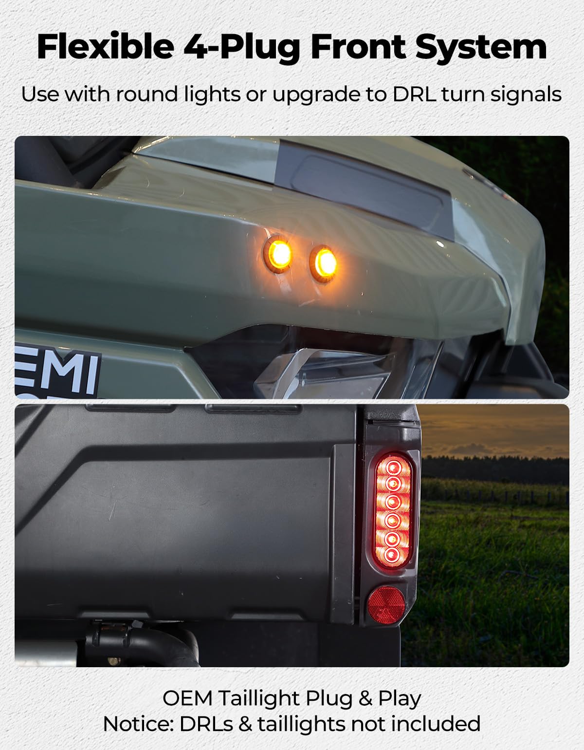 KEMIMOTO Turn Signal Kit Compatible with 2020+ Can-Am Defender, Street Legal Kit with 110DB Horn, Pre-Wired, Plug & Play UTV Blinker with Self-Cancelin turn signal & Hazard Light