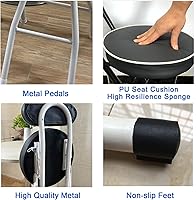 Vista 6 de Taburete plegable portátil, taburete plegable de metal resistente para adultos, cocina, jardín, baño, taburete redondo plegable, capacidad de 300
