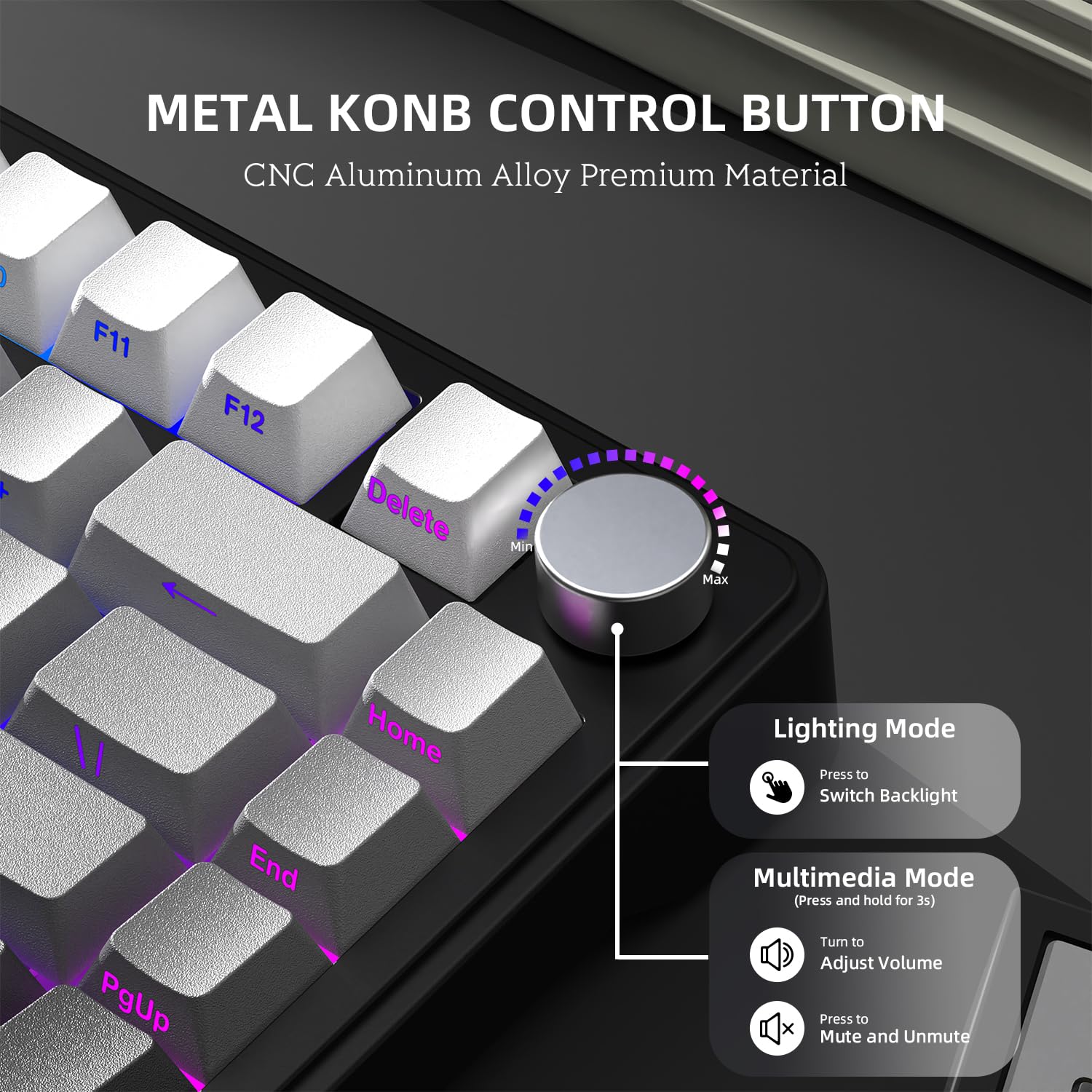A.JAZZ x ATTACK SHARK X85 Klawiatura Mechaniczna z Uszczelką,Bezprzewodowa Klawiatura do Gier 75% z Knob,5-Layer Padding,PBT Side-Printed Keycap,BT/2.4 Ghz/USB-C,Hot-Swap Linear Switch,RGB,na PC,MAC