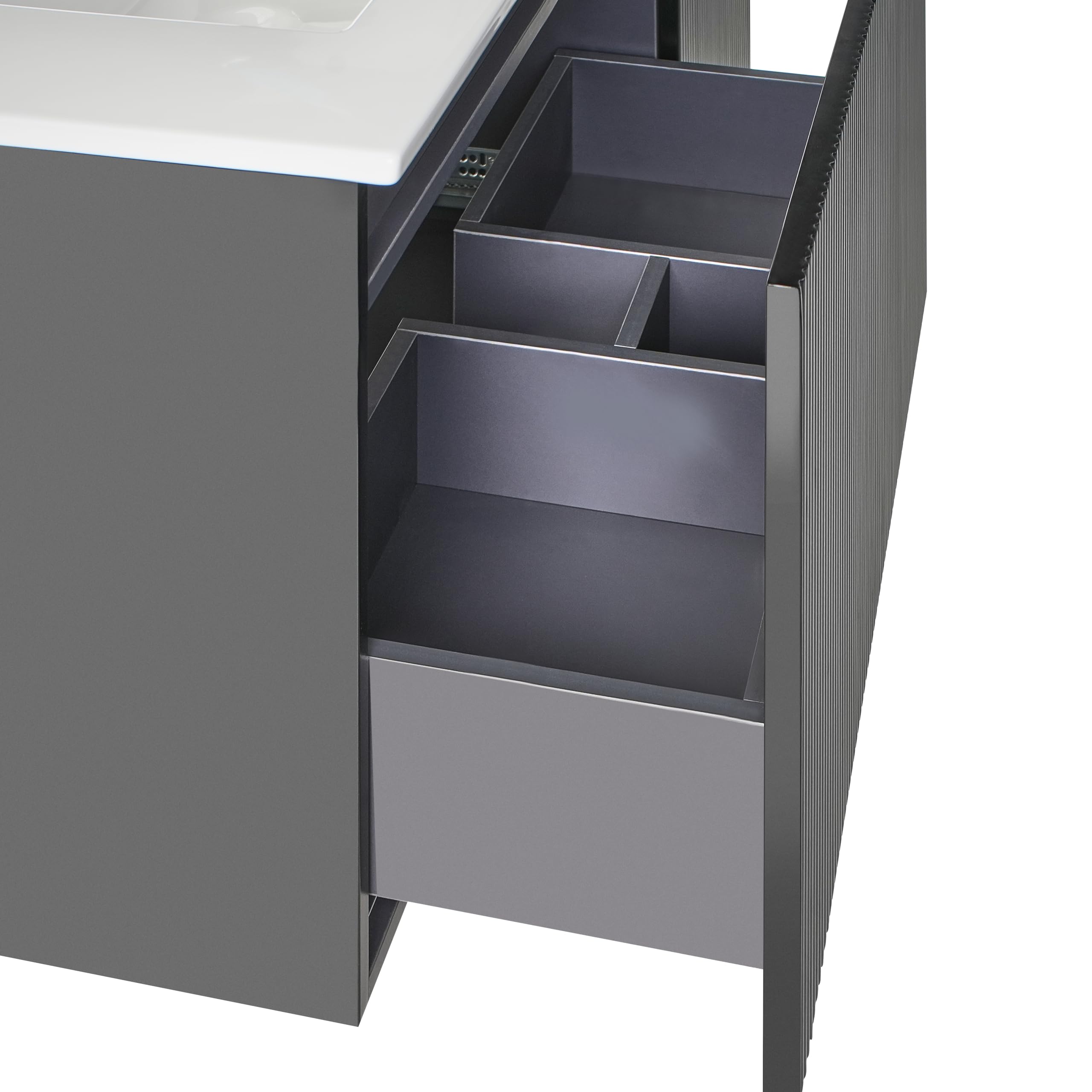 Beliani Mueble de baño suspendido con Lavabo de Madera sintética con almacenaje 100 cm Negro Tiete