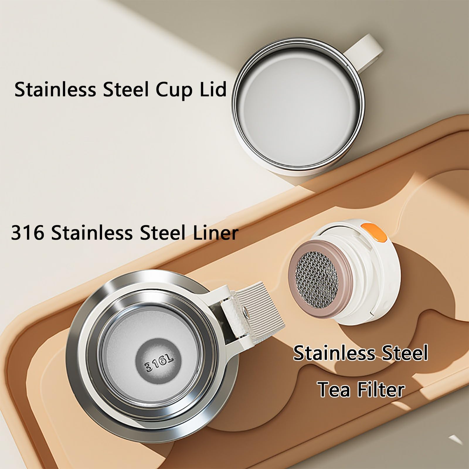 600ml / 20oz, Borraccia Termica, Termos Caffè, Antigoccia e Portatile, con Infusore per Tè, Ideale per Escursioni, Lavoro, Sport e Viaggi