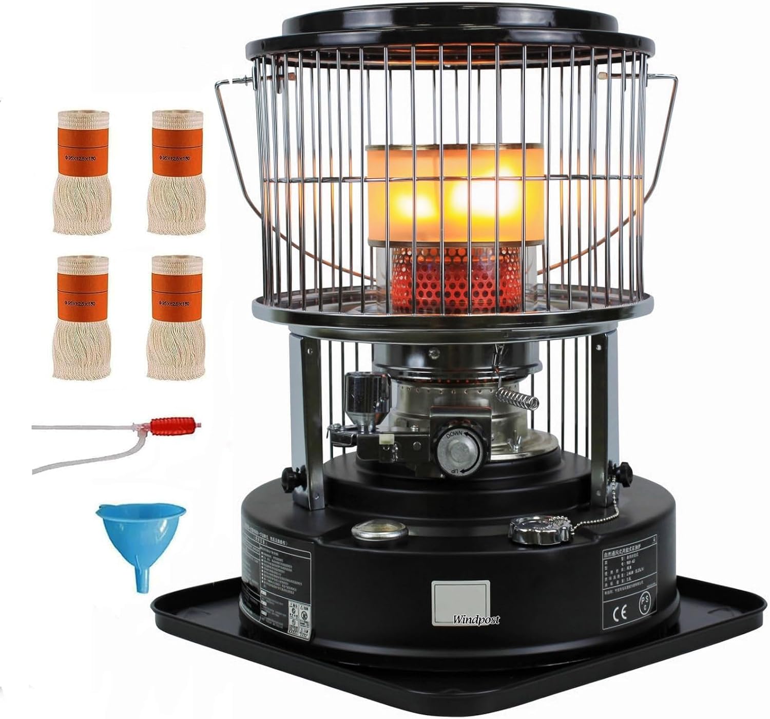 Indoor & Outdoor Kerosene Heater With 4 Wicks, 11000 BTU, Portable Kerosene Heaters for Indoor Use, Cordless Space Heater for Home,Garage,Basement,Camping and Patio