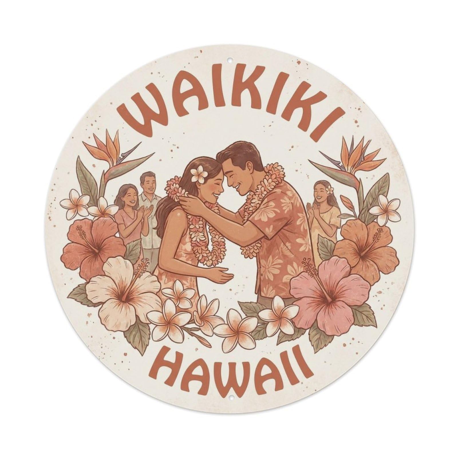 Island Getaway Waikiki Hawaii Beach Destination Metal Tin Sign