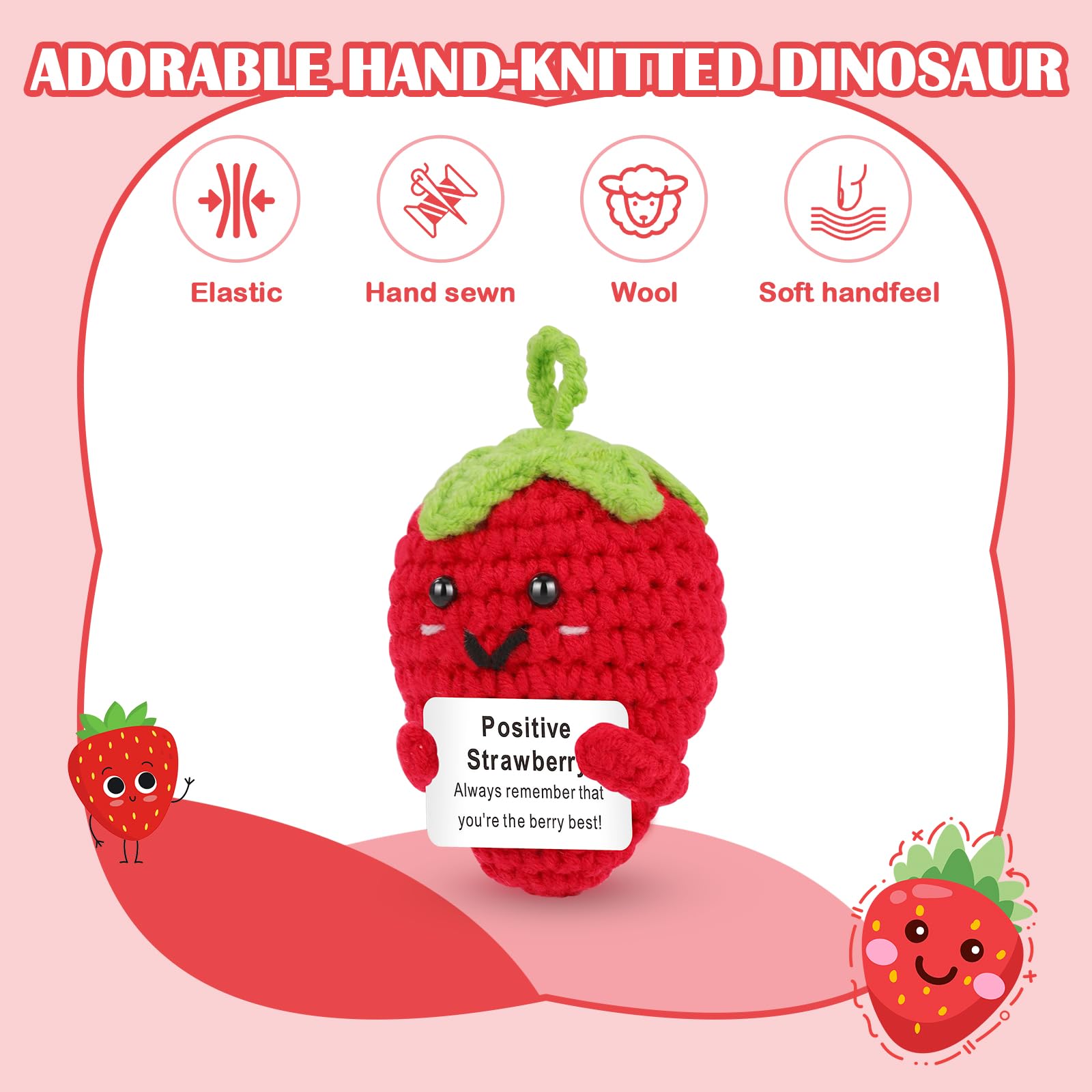 Positive Fragola Positiva Divertente Bambole Supporto Emotivo Portachiavi Regalo Unisex