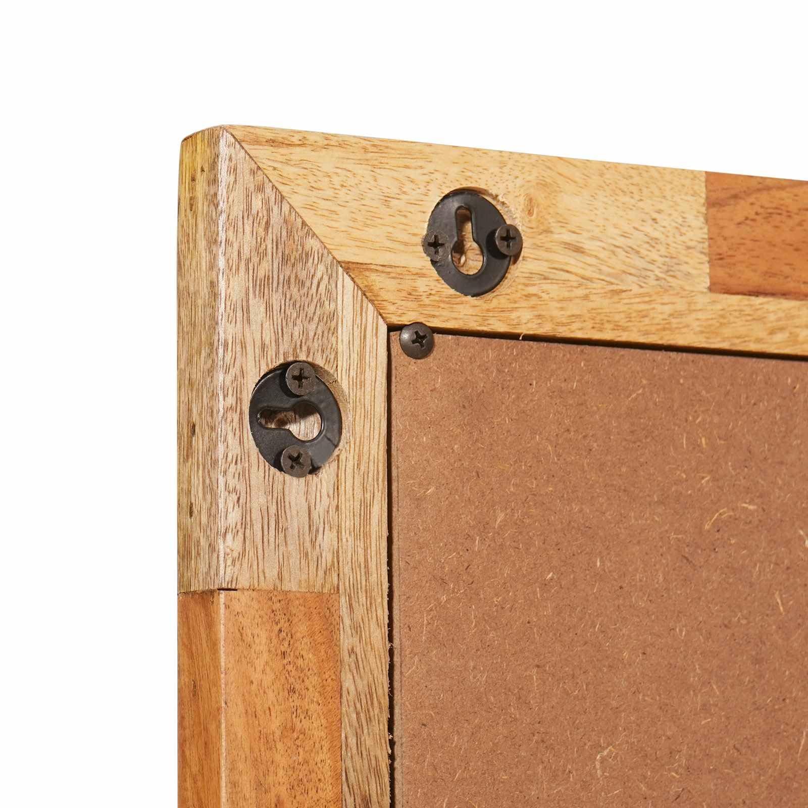 Espejo de baño con almacenamiento de roble Artisan, 50 x 70 x 2,5 cm, moderno espejo de baño de madera maciza de mango con diseño minimalista para montaje en pared elegante y práctico