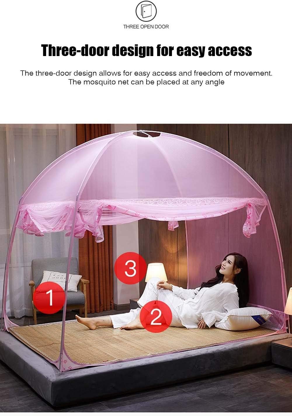 Pop Up Mosquito Net, Portable Tent Travel Double Door Zipper Bed Net, Easy Installation and Fine Mesh, Perfect for Bedroom Outdoor,2,150 * 200CM