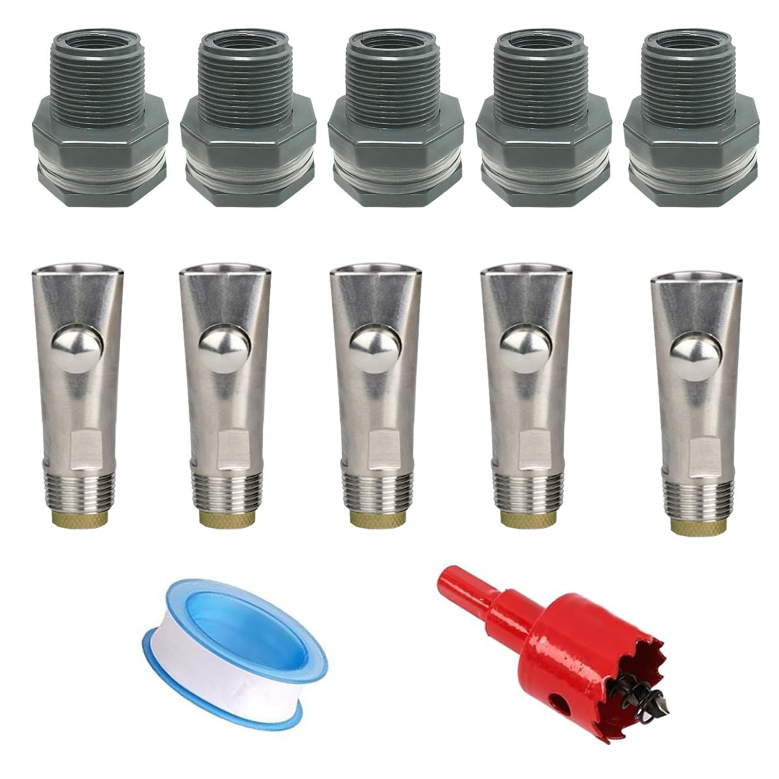 Lot de 5 tétons pour alimentation automatique en eau dans les porcheries et les petites fermes