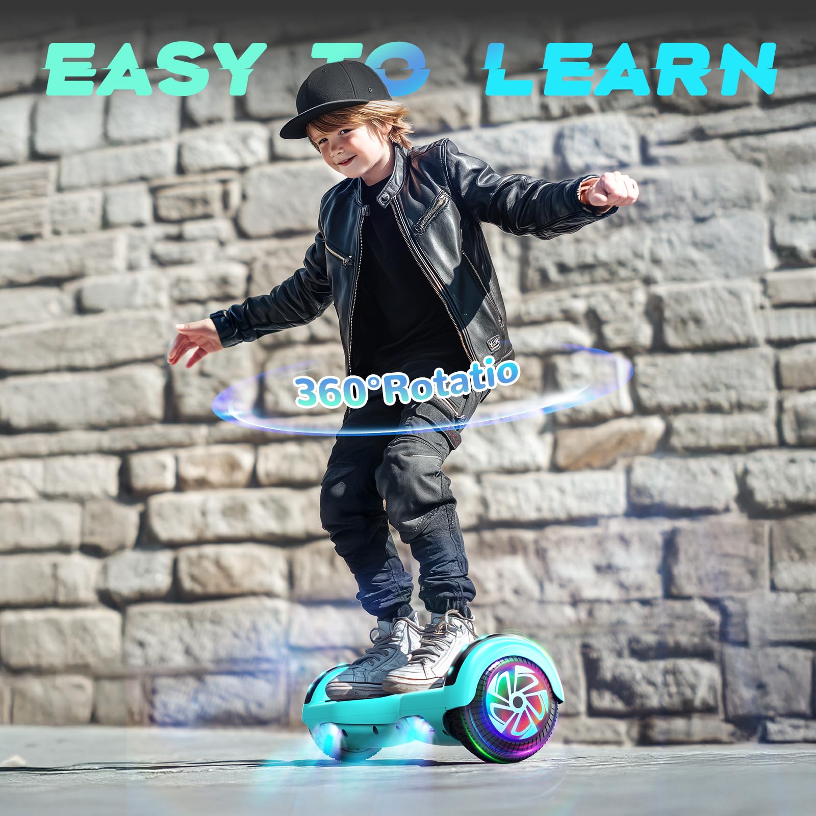 SISIGAD All Terrain Hoverboard mit Bluetooth-Lautsprechern, Hoverboards mit hellen LED-Leuchten und blinkenden Rädern, Hoverboard mit selbstausgleichendem Steuerungssystem